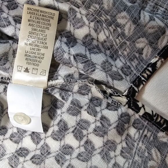 NWT Max Studio London Black White & Gold Flowy Button Up Shirt Top Blouse sz XL - Picture 9 of 10